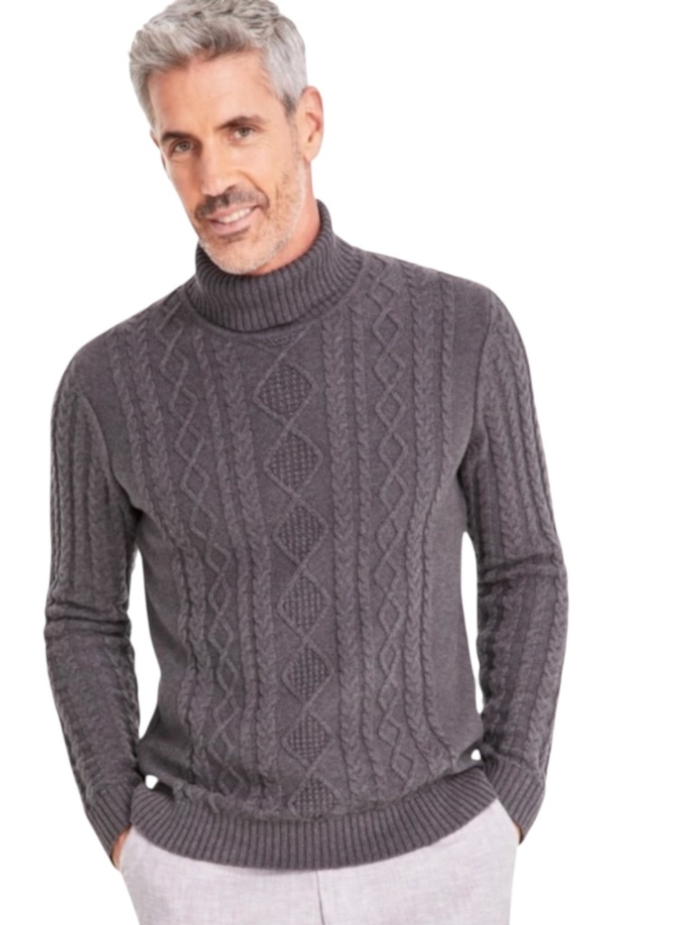 Club Room Men's Chunky Turtleneck Sweater, Charcoal Heather Size 2XL - NWT
